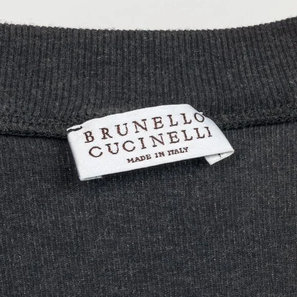 Brunello Cucinelli Grey Cotton-Knit Monili-Bead Pullover - Picture 7 of 10